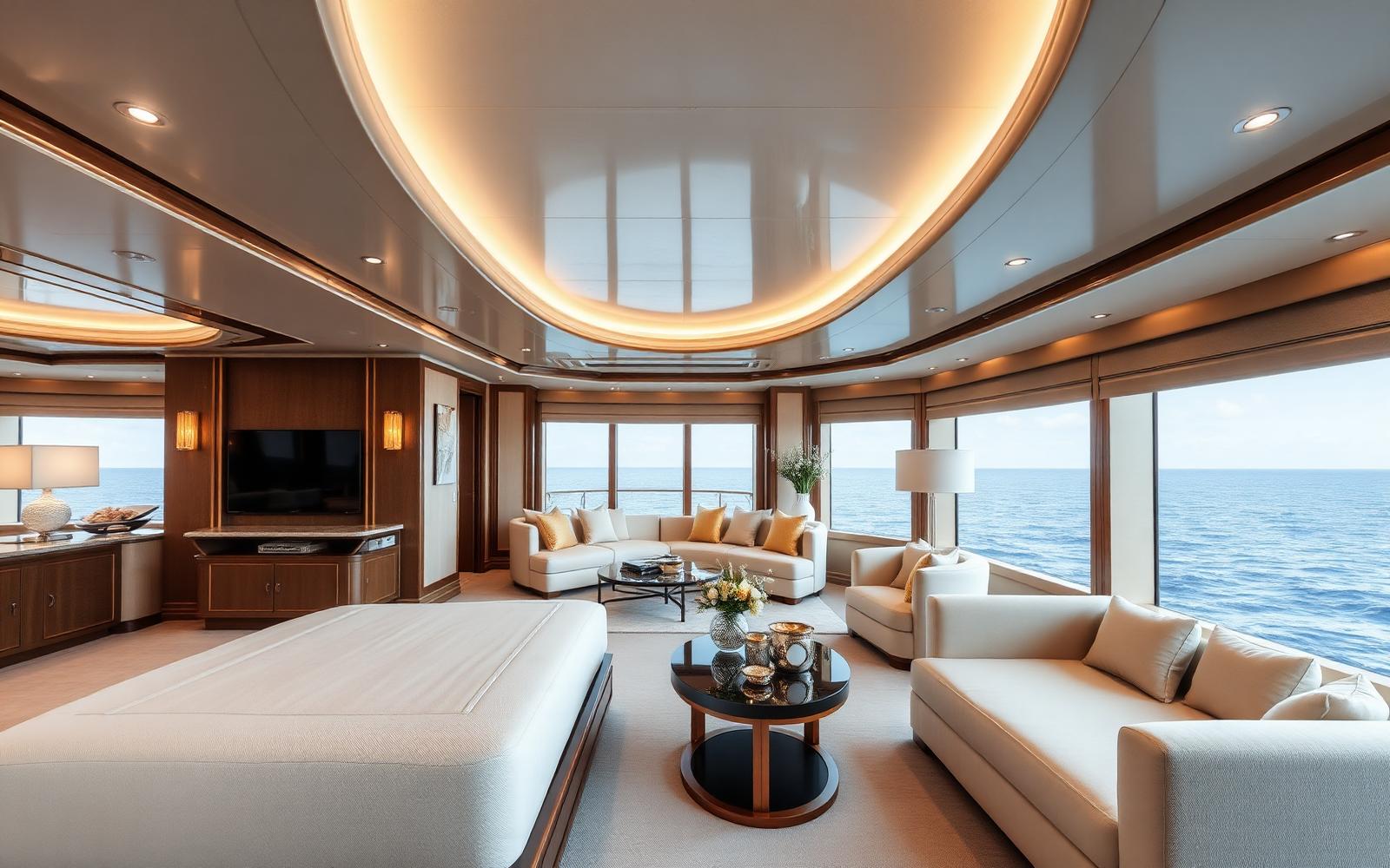 Refined suite aboard an Atlas yacht